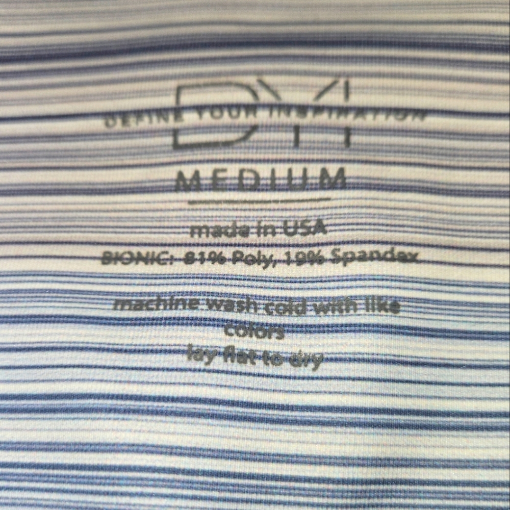 D.Y.I. Define Your Inspiration High Waisted Stripe Leggings szM Blue Gray White - Picture 2 of 8